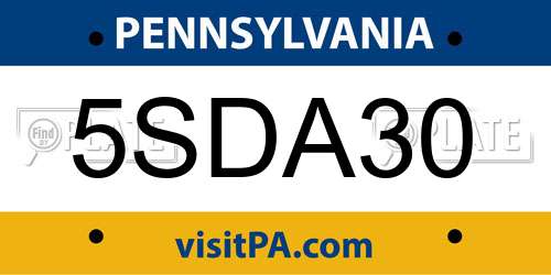 5SDA30 Pennsylvania License Plate