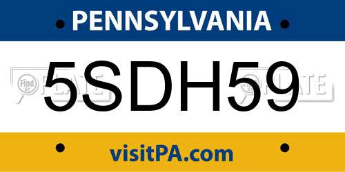 5SDH59 Pennsylvania License Plate
