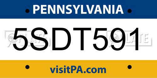 5SDT591 Pennsylvania License Plate