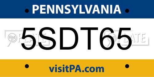 5SDT65 Pennsylvania License Plate