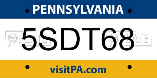5SDT68 Pennsylvania License Plate
