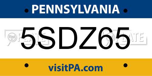 5SDZ65 Pennsylvania License Plate