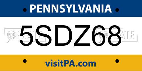 5SDZ68 Pennsylvania License Plate