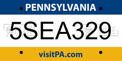 5SEA329 Pennsylvania License Plate