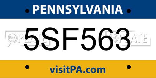 5SF563 Pennsylvania License Plate