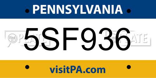 5SF936 Pennsylvania License Plate