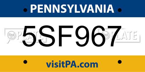 5SF967 Pennsylvania License Plate