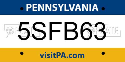 5SFB63 Pennsylvania License Plate