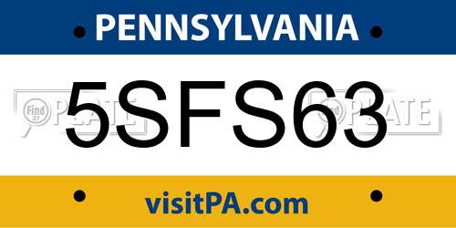 5SFS63 Pennsylvania License Plate