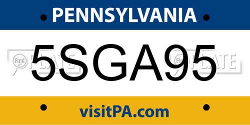 5SGA95 Pennsylvania License Plate