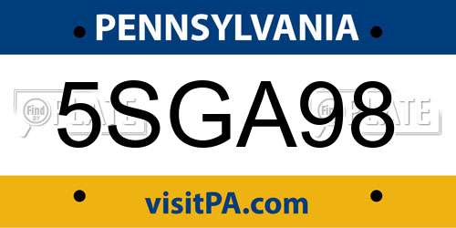 5SGA98 Pennsylvania License Plate