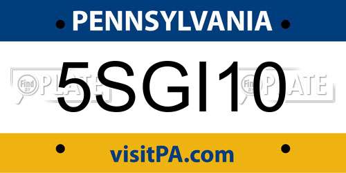 5SGI10 Pennsylvania License Plate