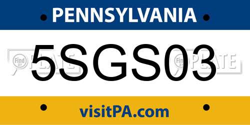 5SGS03 Pennsylvania License Plate