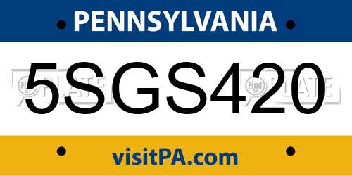 5SGS420 Pennsylvania License Plate