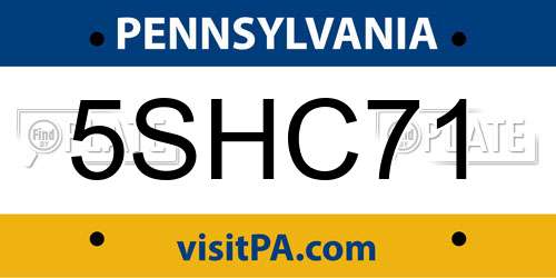 5SHC71 Pennsylvania License Plate
