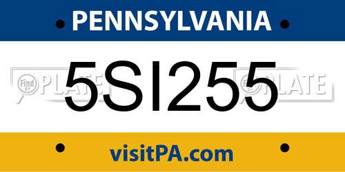 5SI255 Pennsylvania License Plate
