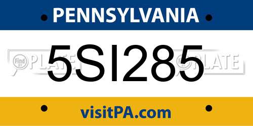 5SI285 Pennsylvania License Plate