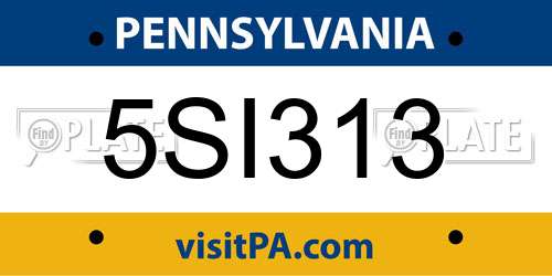 5SI313 Pennsylvania License Plate