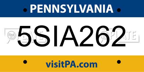 5SIA262 Pennsylvania License Plate