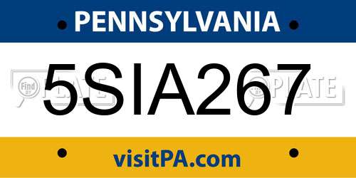 5SIA267 Pennsylvania License Plate