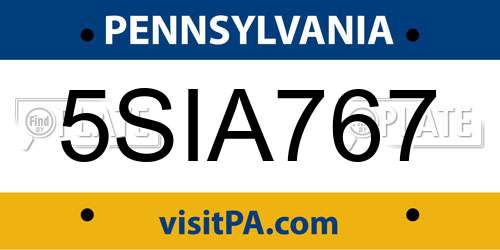 5SIA767 Pennsylvania License Plate