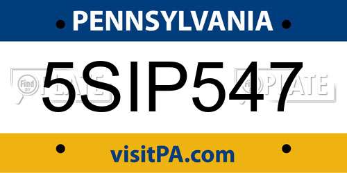 5SIP547 Pennsylvania License Plate