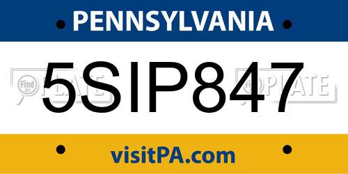 5SIP847 Pennsylvania License Plate