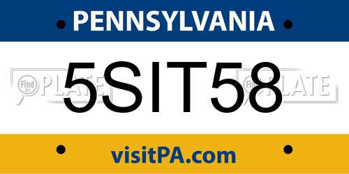 5SIT58 Pennsylvania License Plate