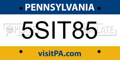 5SIT85 Pennsylvania License Plate