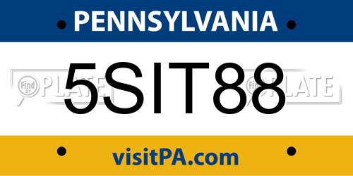 5SIT88 Pennsylvania License Plate