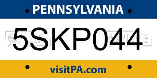 5SKP044 Pennsylvania License Plate