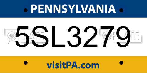 5SL3279 Pennsylvania License Plate