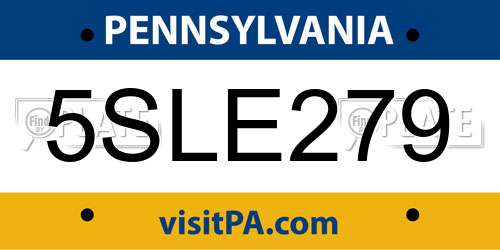 5SLE279 Pennsylvania License Plate