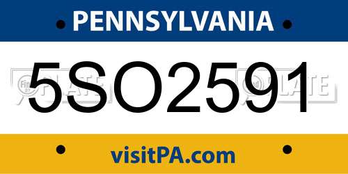 5SO2591 Pennsylvania License Plate