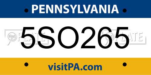 5SO265 Pennsylvania License Plate