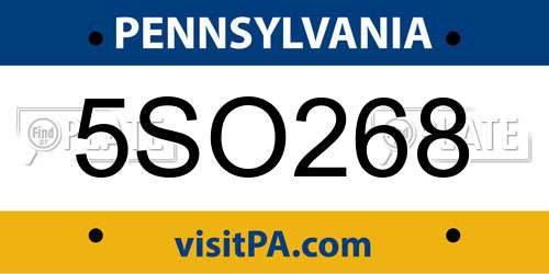 5SO268 Pennsylvania License Plate