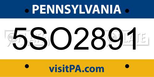 5SO2891 Pennsylvania License Plate