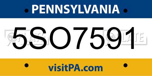 5SO7591 Pennsylvania License Plate