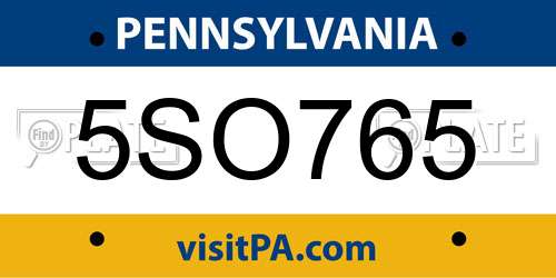5SO765 Pennsylvania License Plate