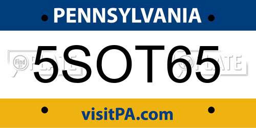 5SOT65 Pennsylvania License Plate