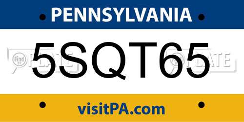 5SQT65 Pennsylvania License Plate