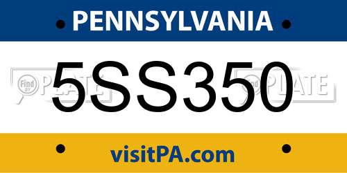 5SS350 Pennsylvania License Plate