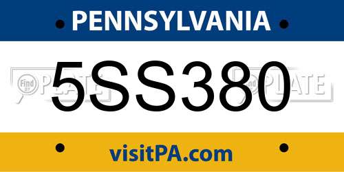 5SS380 Pennsylvania License Plate