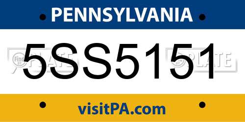 5SS5151 Pennsylvania License Plate
