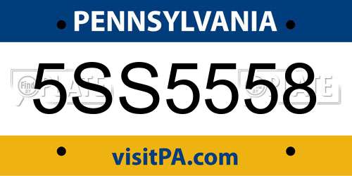 5SS5558 Pennsylvania License Plate