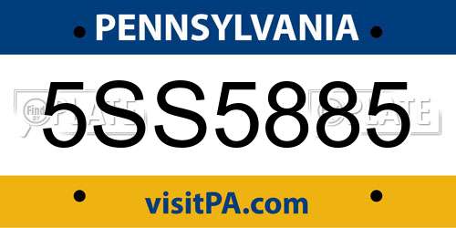 5SS5885 Pennsylvania License Plate