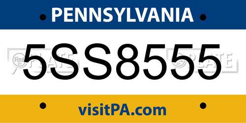 5SS8555 Pennsylvania License Plate