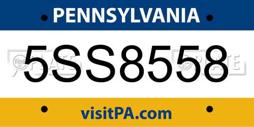 5SS8558 Pennsylvania License Plate