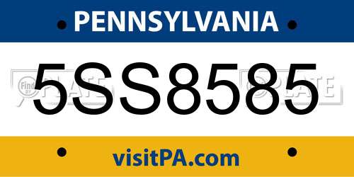 5SS8585 Pennsylvania License Plate