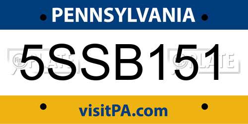 5SSB151 Pennsylvania License Plate